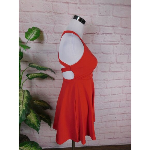 SALE Cross-Back Skater Dress Red Sleeveless  Junior S - Picture 6 of 9